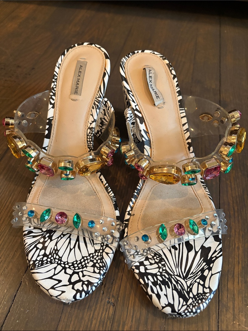 Alex Marie Mairithree Rhinestone Embellished Slide Sandals